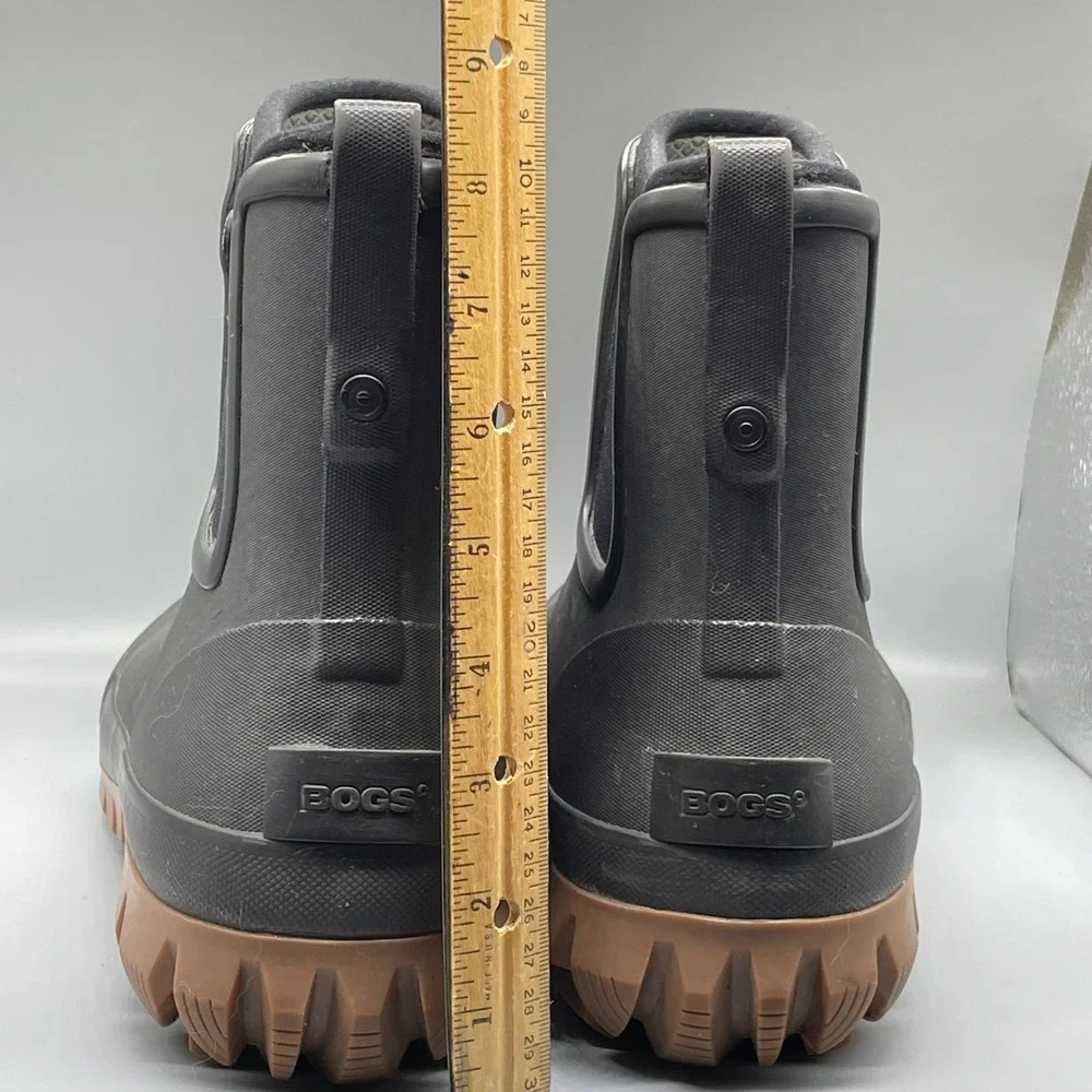 Bogs Arcata Chelse Mid Waterproof Men Rain Boots Gray Gum Lug Sole Slip On Work